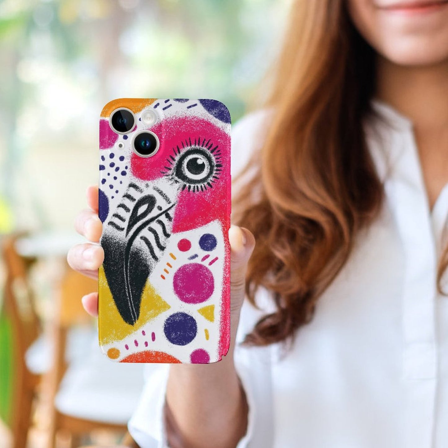 Colorful Flamingo iPhone 15 Case – Funky Art Gift for Leo Girls