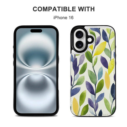Watercolor Leaf iPhone 16 Wallet Case | Gift for Gemini & Libra