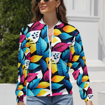 Colorful Tropical Leaf Print Jacket – Gift for Leo | Summer Birthday Gift | Trendy Outdoor Jacket - PRINTANK-LDFG7P