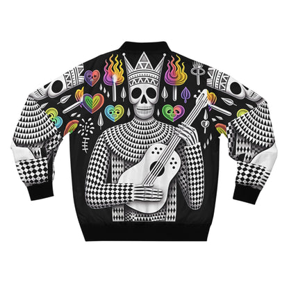 Skull Bomber Jacket|Men's Artistic Bomber Jacket, Skull Design, Vintage Style, Unisex Outerwear, Festival Fashion, Perfect Gift for Music Lovers