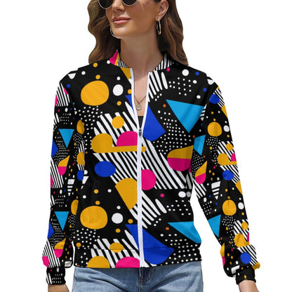 Retro Geometric Print Lightweight Jacket for Women - Gift for Aquarius | Birthday Gift for Creative Girls | PRINTANK-ZA92KF