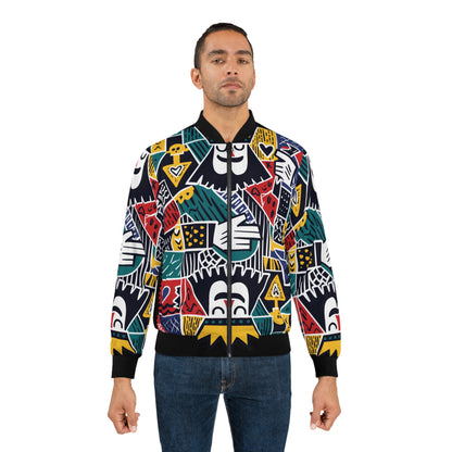 Colorful Geometric Bomber Jacket Streetwear | Gift for Gemini & Aquarius