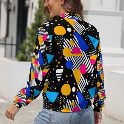 Retro Geometric Print Lightweight Jacket for Women - Gift for Aquarius | Birthday Gift for Creative Girls | PRINTANK-ZA92KF