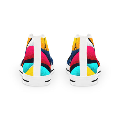 Romantic Eiffel Tower rainbow Sneakers Canvas shoes|Vibrant Men's High Top Sneakers, Colorful Retro Sneakers for Casual Wear, Unique Footwear for Art Lovers, Graphic Sneakers Gift Idea