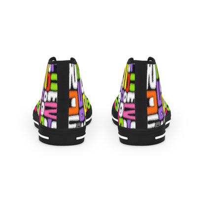 Graffiti Numbers High-Top Sneakers – Bold Streetwear Flair｜Gift for Aquarius & Gemini, Trendy Men's Footwear,  , Gift for Sneakers Lovers