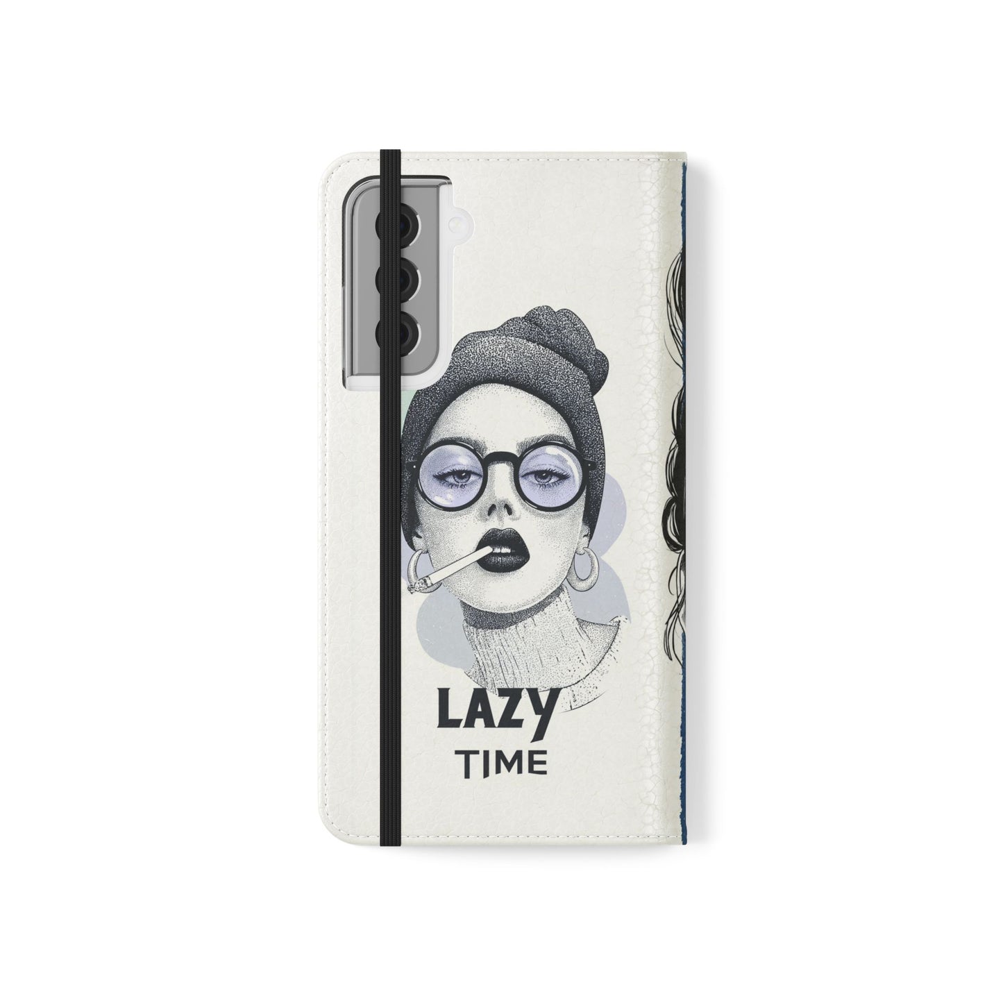 Phone Wallet Flip Case, Lazy Time Girl Design, Stylish Smartphone Case -iPhone case & Samsung Galaxy case, Gift for Her, Phone Accessory