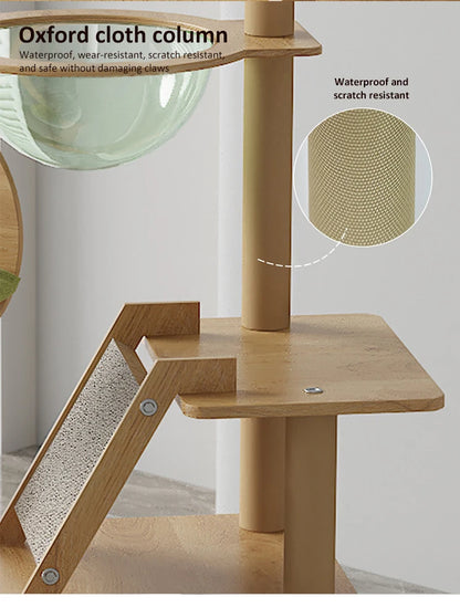 Wood Cat Tree House - Modern Multi-Level Cat Tree House with Scratching Post, Cat Scratcher Tree, and Cozy Cat House for Multiple Cats