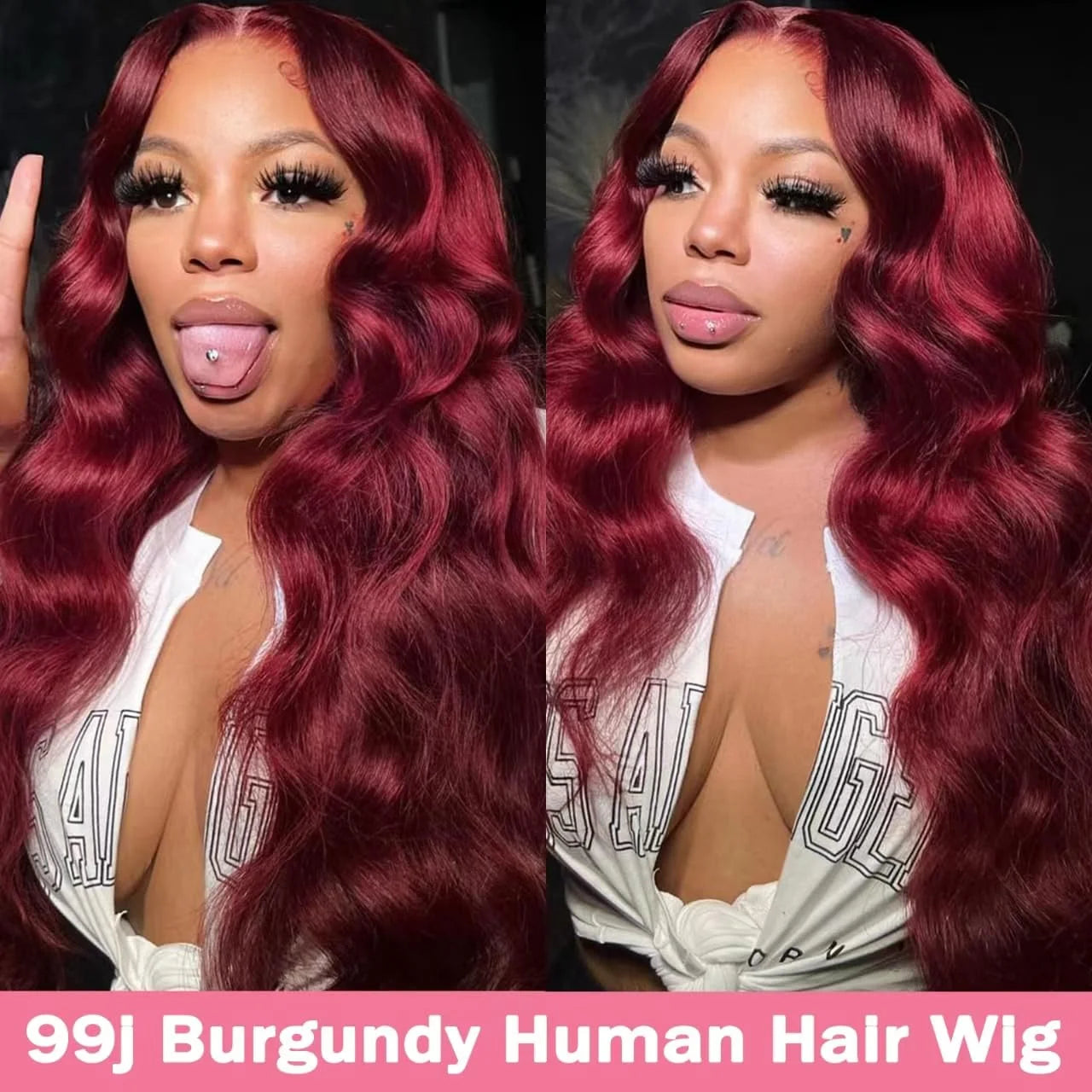 Burgundy 99J Body Wave 13x6 Hd Lace Frontal Human Hair Wig Transparent Lace Front Wigs For Women Brazilian Red Colored Wig 250%