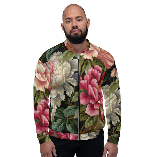 Men's Floral Bomber Jacket - Vibrant Elegance and Comfort -for men and women Floral Bomber Jacket  Unisex Bomber Jacket