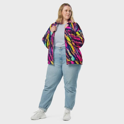 Neon Rainbow Stripes Bomber Jacket – Gift for Aries & Leo
