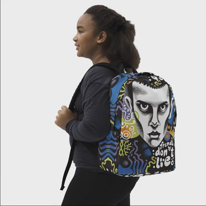 Friends Not Lie Stanger  Backpack|Graffiti Style Stranger Things Backpack | Friends Don’t Lie Art Bag | Gift for Scorpio & Aquarius