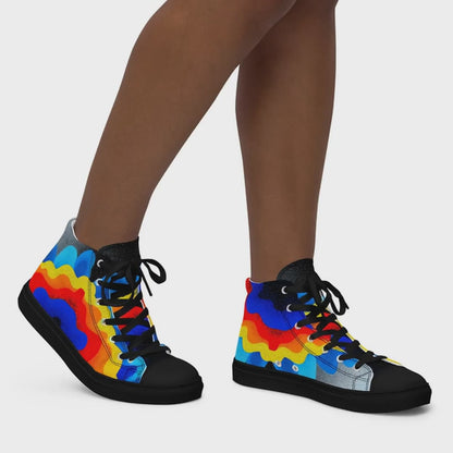 Rainbow Shoes|Rainbow Gradient Women’s High Top Canvas Shoes Streetwear Style Gift for Leo & Aquarius