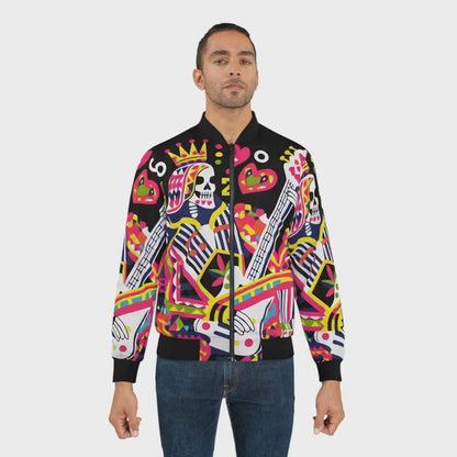 Graffiti Skull Playing Card Bomber Jacket – Streetwear Gift for Leo & Gemini