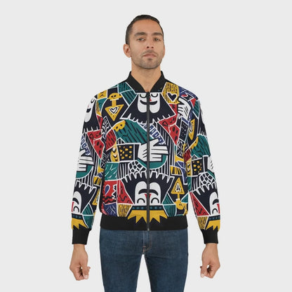 Colorful Geometric Bomber Jacket Streetwear | Gift for Gemini & Aquarius