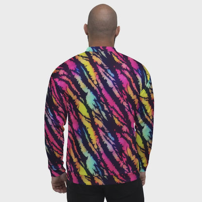 Neon Rainbow Stripes Bomber Jacket – Gift for Aries & Leo