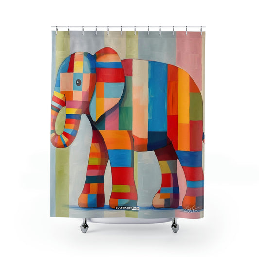 Colorful Elephant Shower Curtains with Hooks  -Kid room decor ideas and gift |Year 2023 Kid Bathroom decor Idea